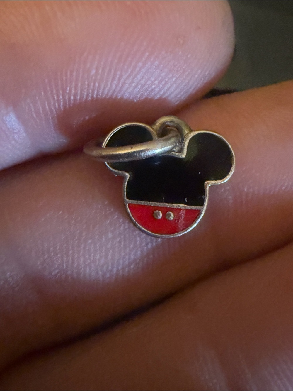 Vintage Sterling silver Mickey Mouse Pandora blk/rd enamel